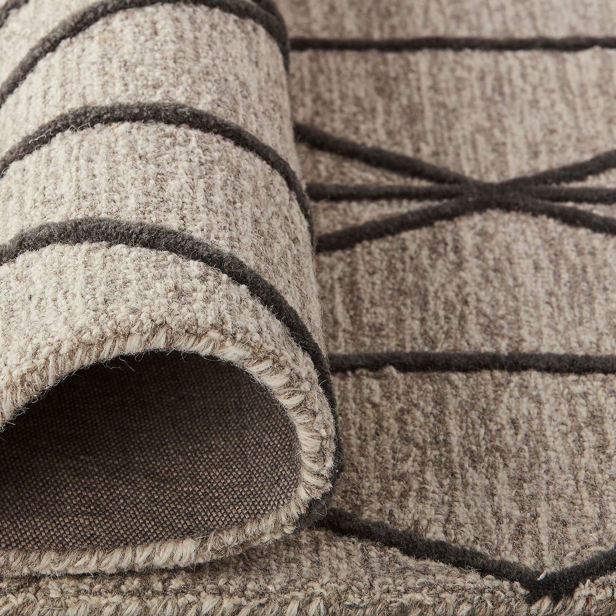 Rivet Wool Rug, 2'6" x 8', Gray, Charcoal