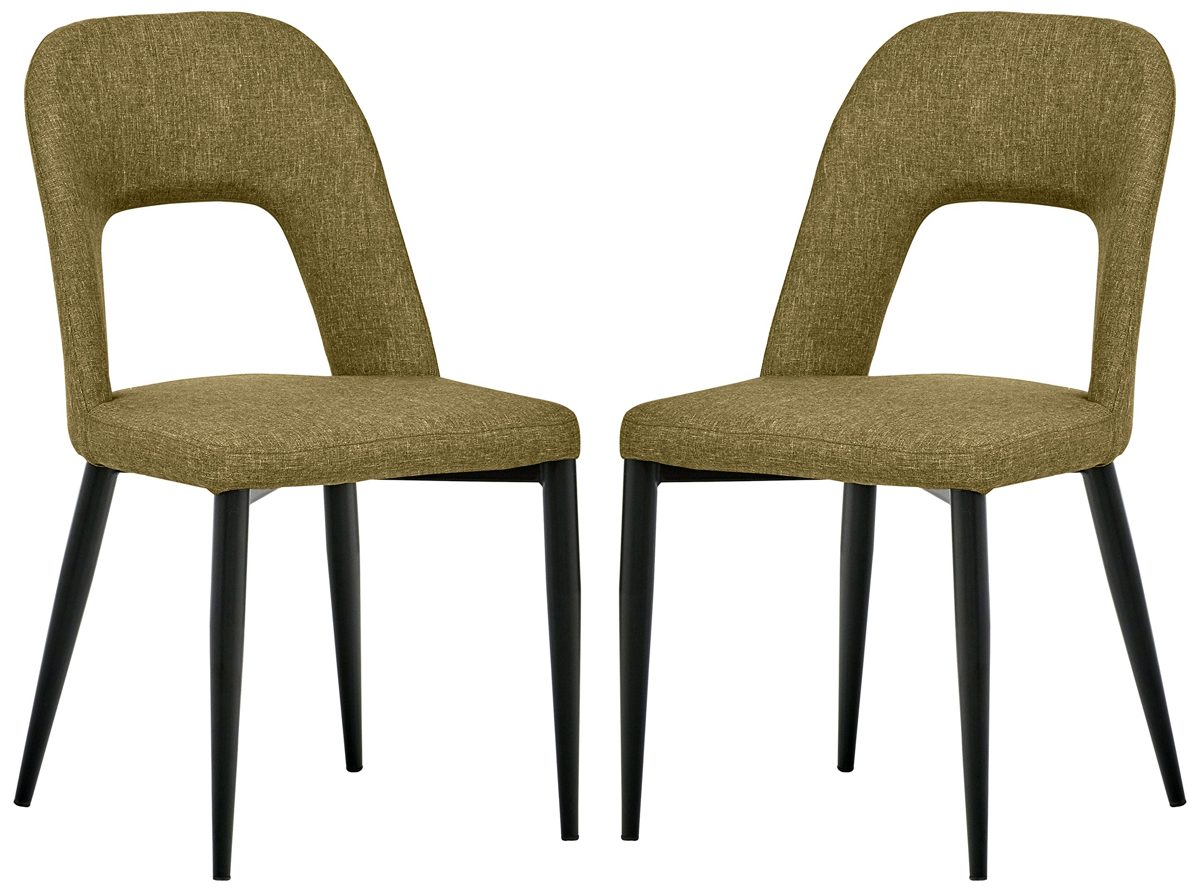 Amazon Brand – Rivet Florence Mid-Century Wide Open-Back Accent Dining Room Chairs, 18.8"W, Hunter Green, Set of 2