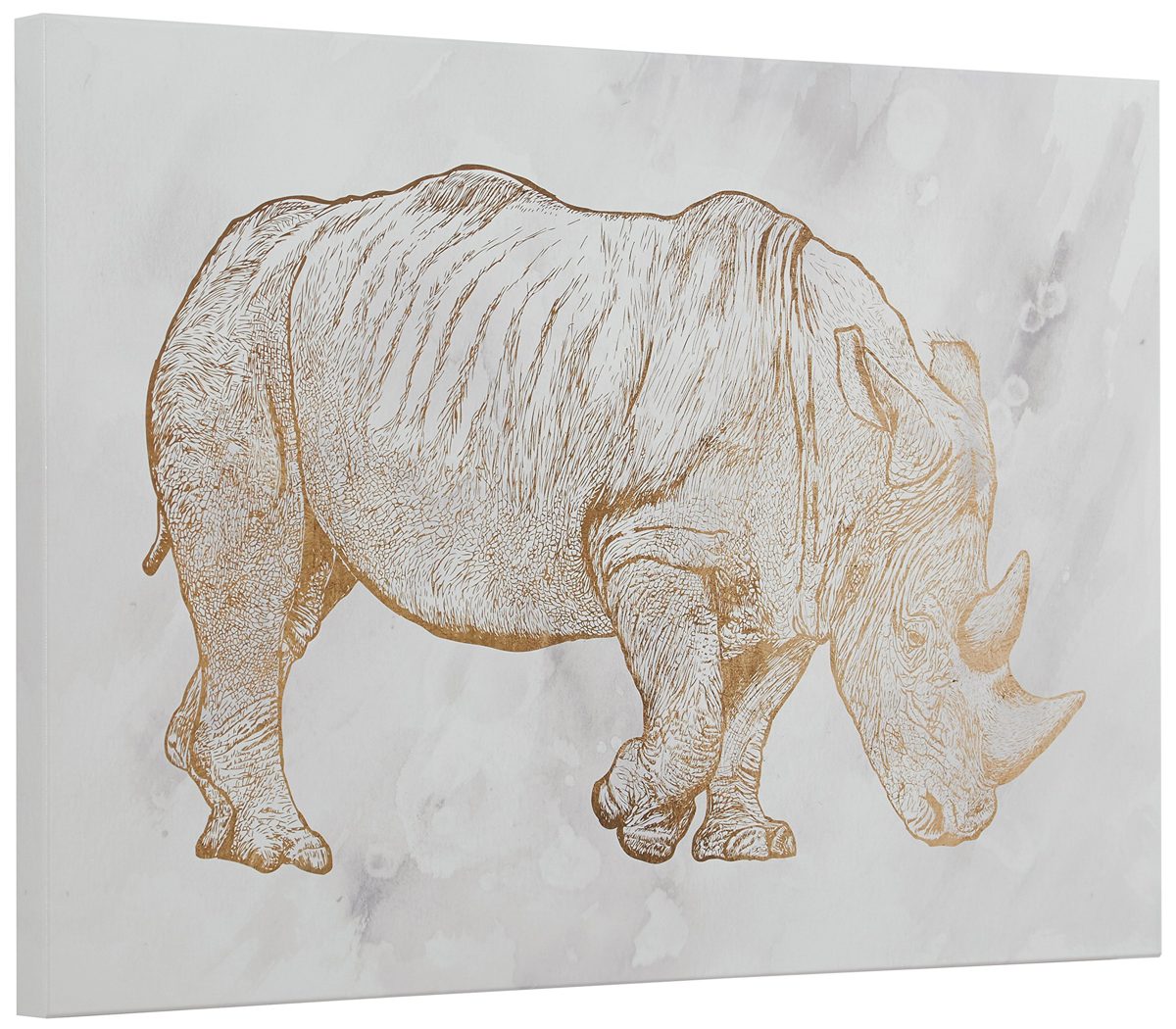 Amazon Brand – Rivet Canvas Print of Gold Rhinoceros, 24" x 16"
