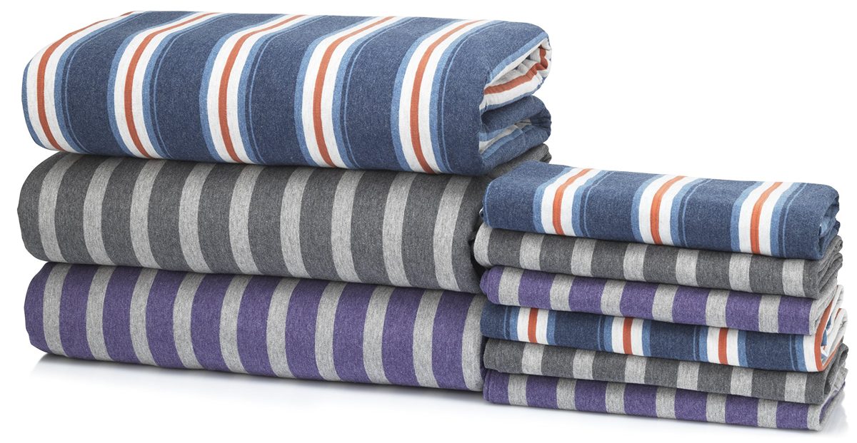 Pinzon Heather Jersey Yarn Dye Duvet Set, Navy Heather Stripe, 200 x 250 cm & 1 pillowcase 50 x 80 cm