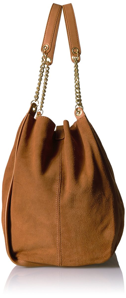 The Fix womens Joni Deconstructed Suede Tote With Chain Shoulder Strap Shoulder Handbag