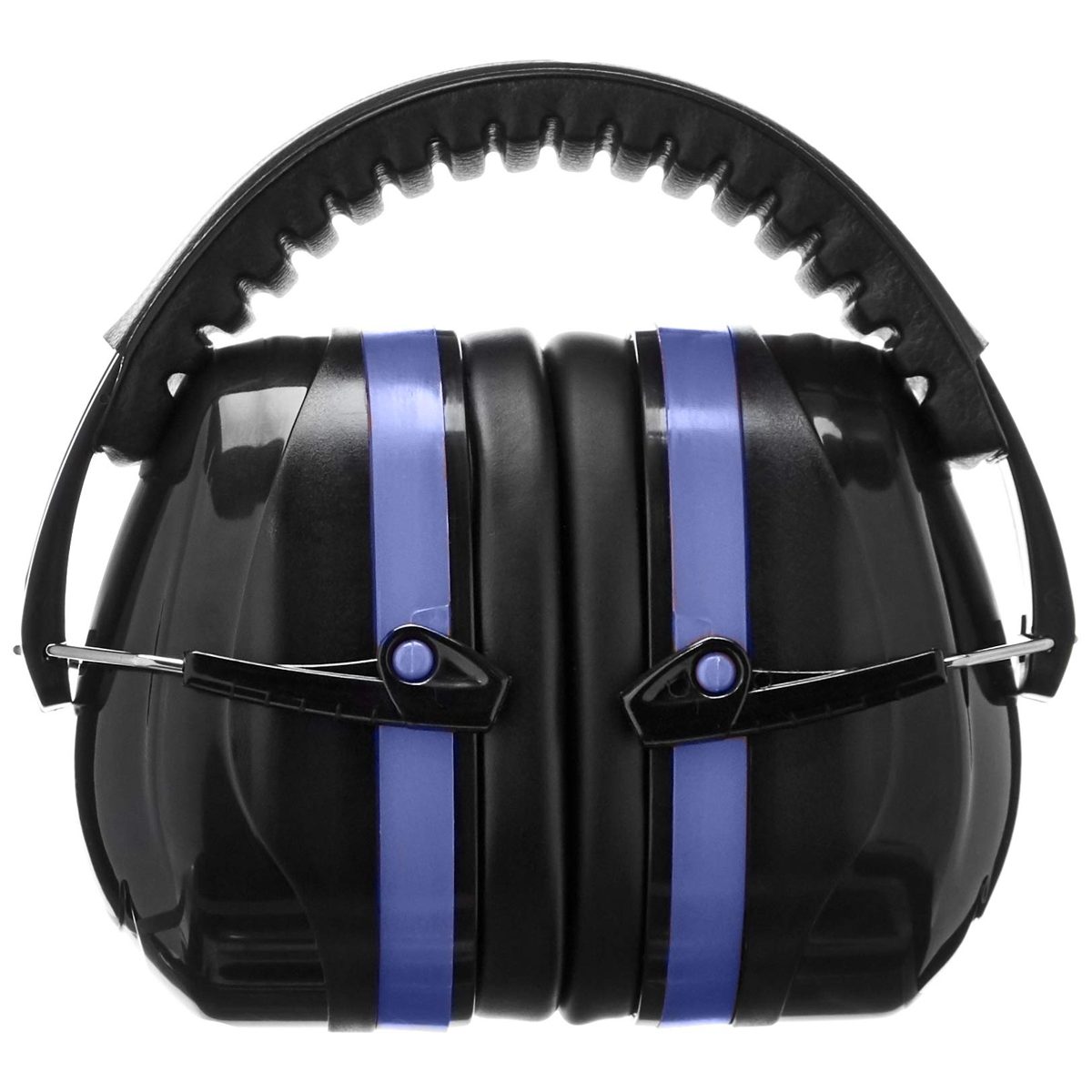 AmazonBasics Safety Ear Muffs Ear Protection, Black and Blue, and Safety Glasses, Smoke Lens