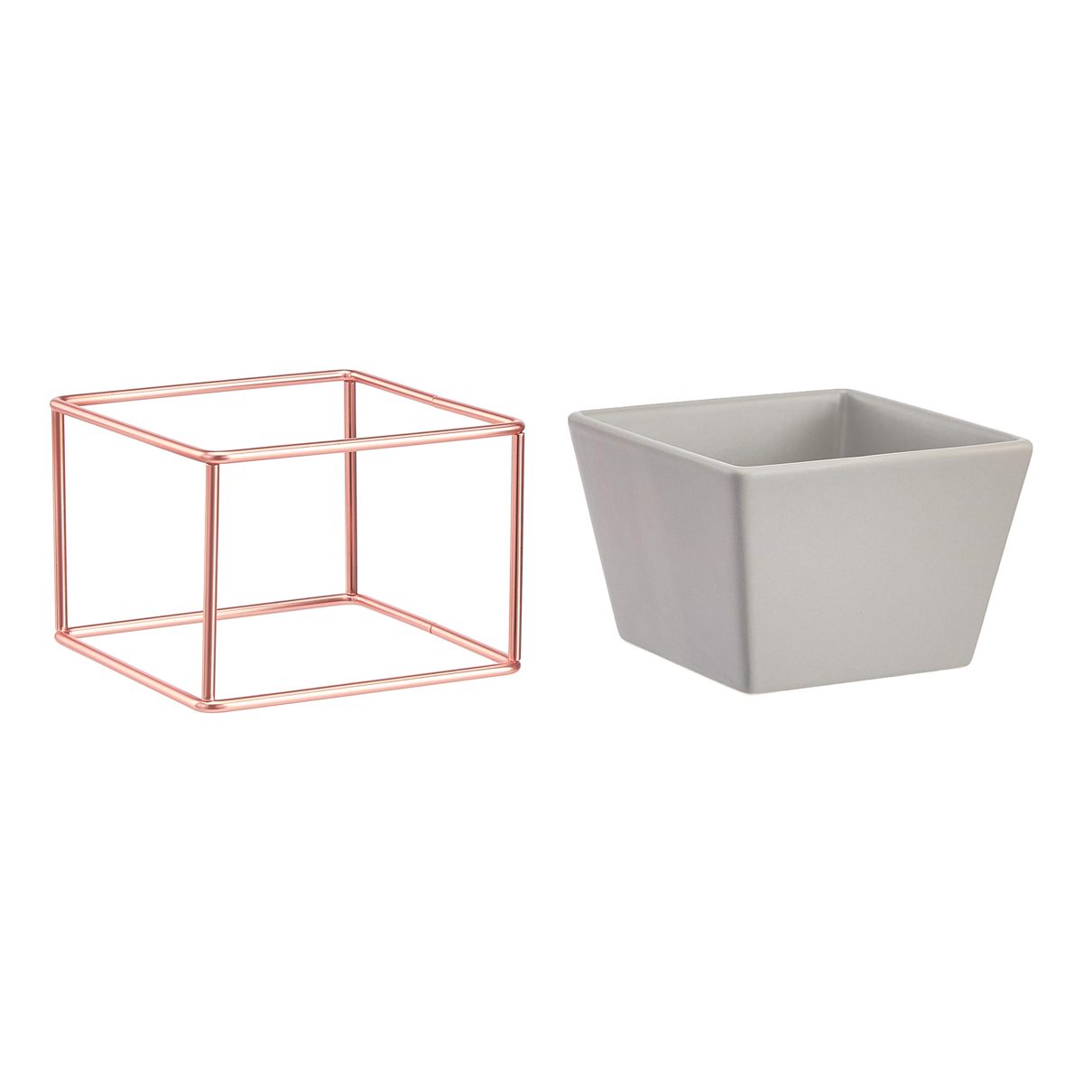 AmazonBasics Tabletop Planter, Square - Grey/Copper
