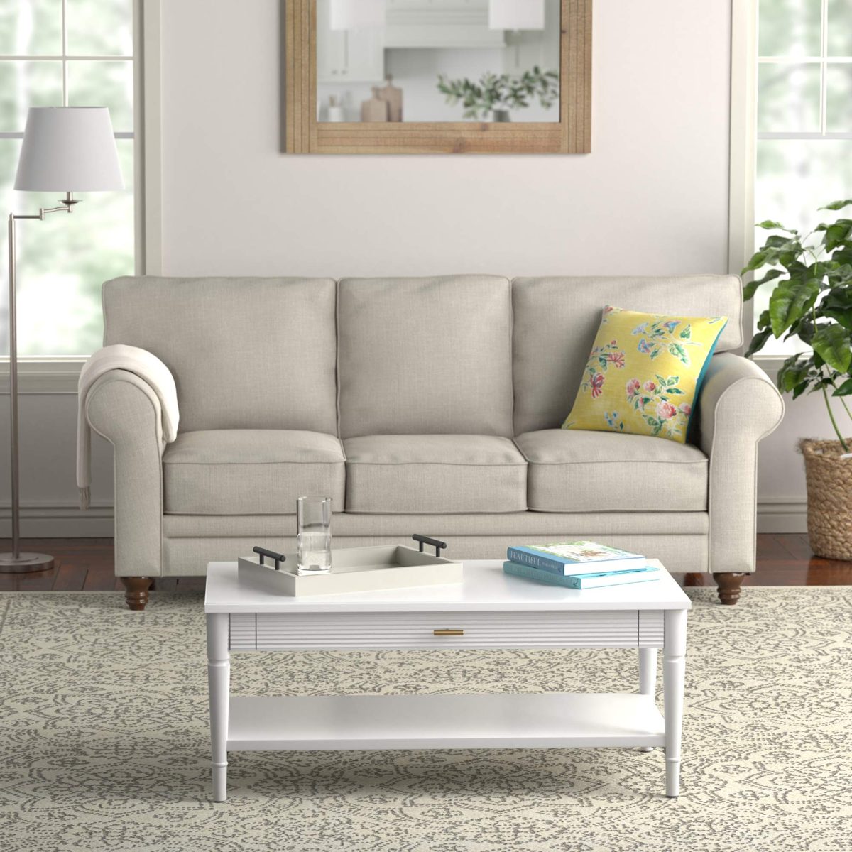 Amazon Brand – Ravenna Home Classic Coffee Table, 42"W, White