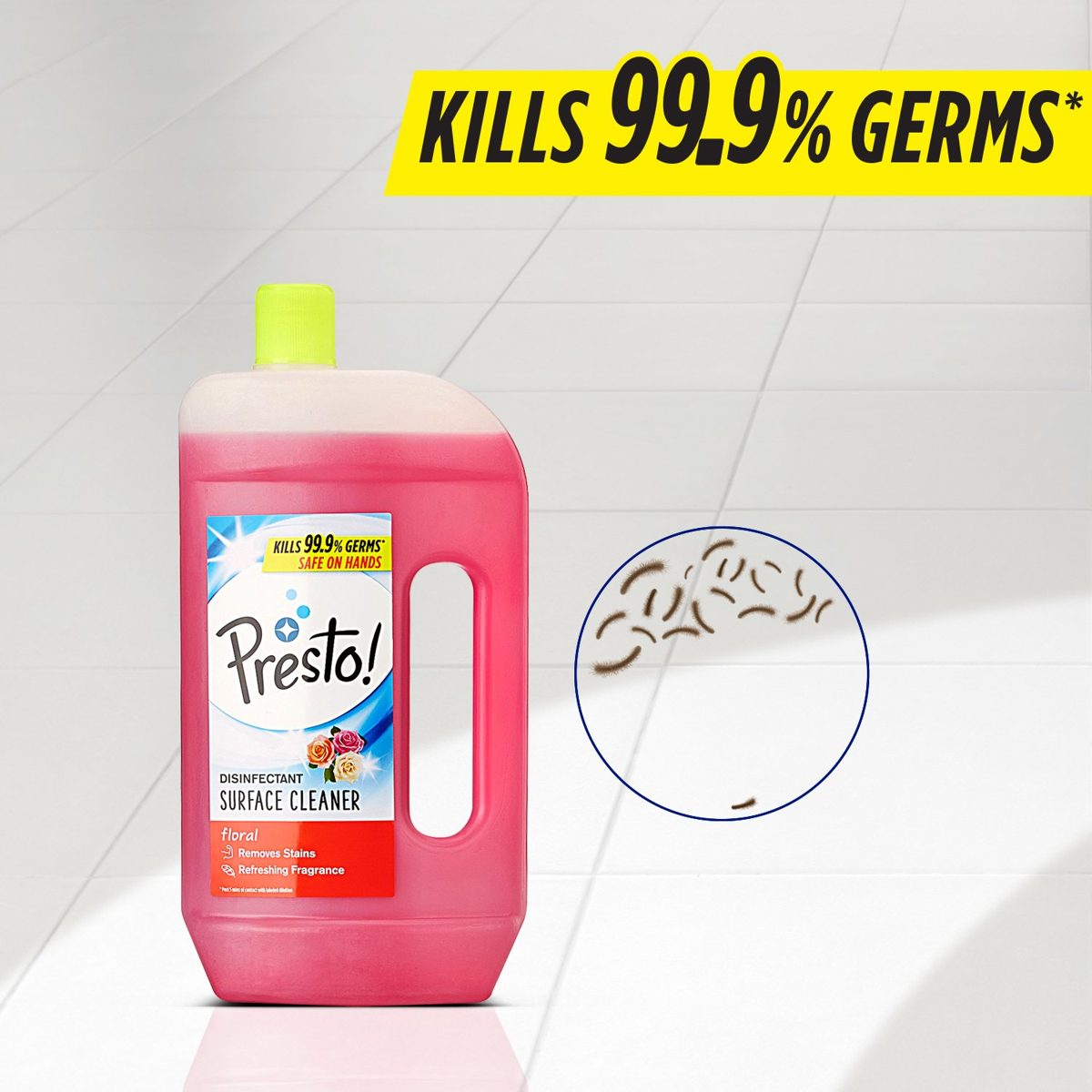 Amazon Brand - Presto! Disinfectant Floor Cleaner Citrus 975 ml with Presto! Disinfectant Floor Cleaner Floral 975 ml