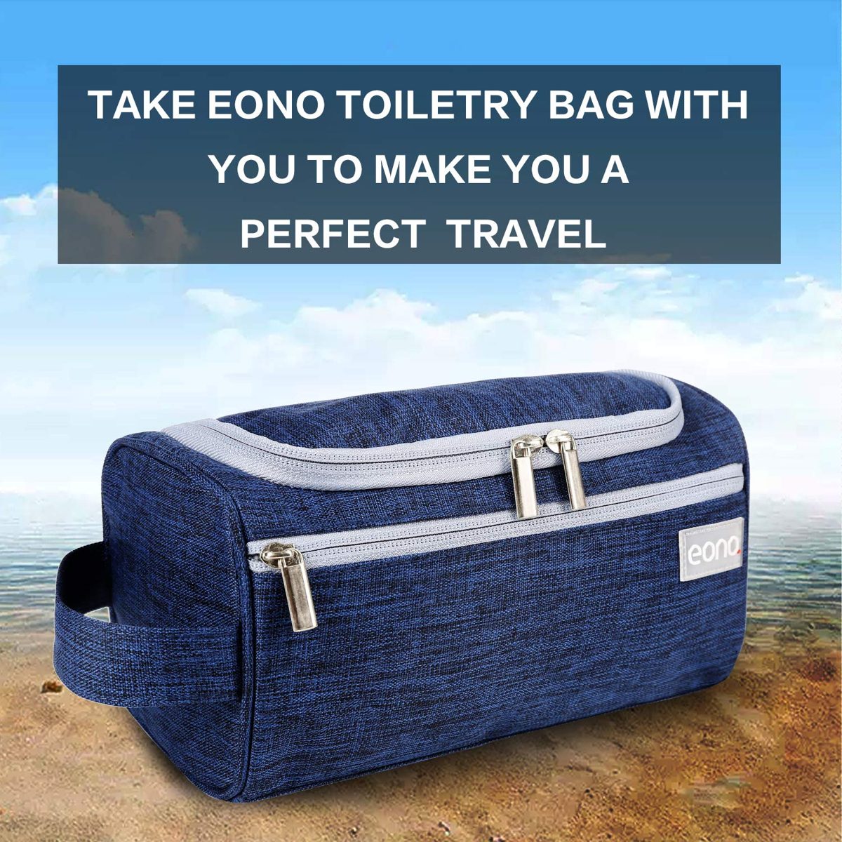 Eono Essentials Hanging Toiletry Bag Wash Bag Shaving Bag Toiletry Bag for Men and Women Blue