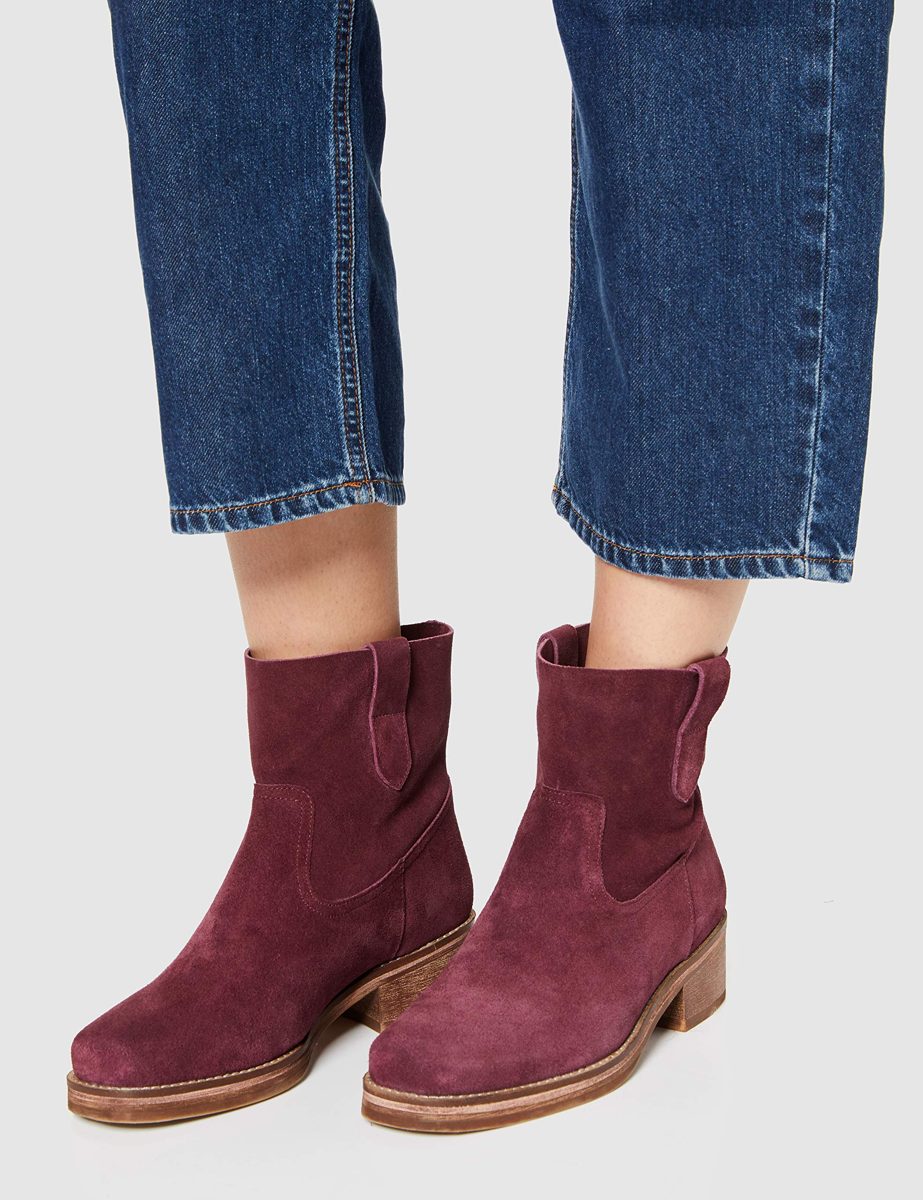 find. Pull On Leather Cowboy Boots, Red, 3.5 UK