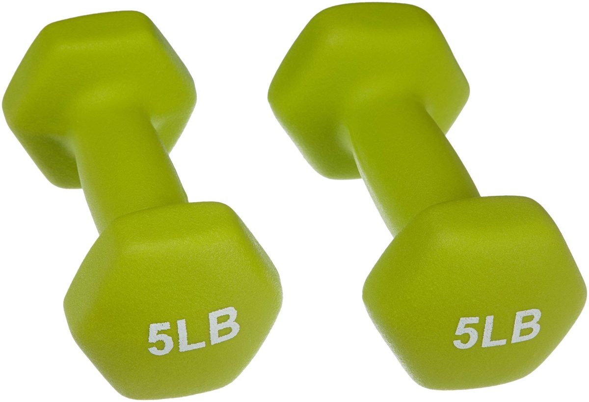(Renewed) AmazonBasics Neoprene Dumbbells, Set of 2, (3.2 KGS Each) - Light Grey