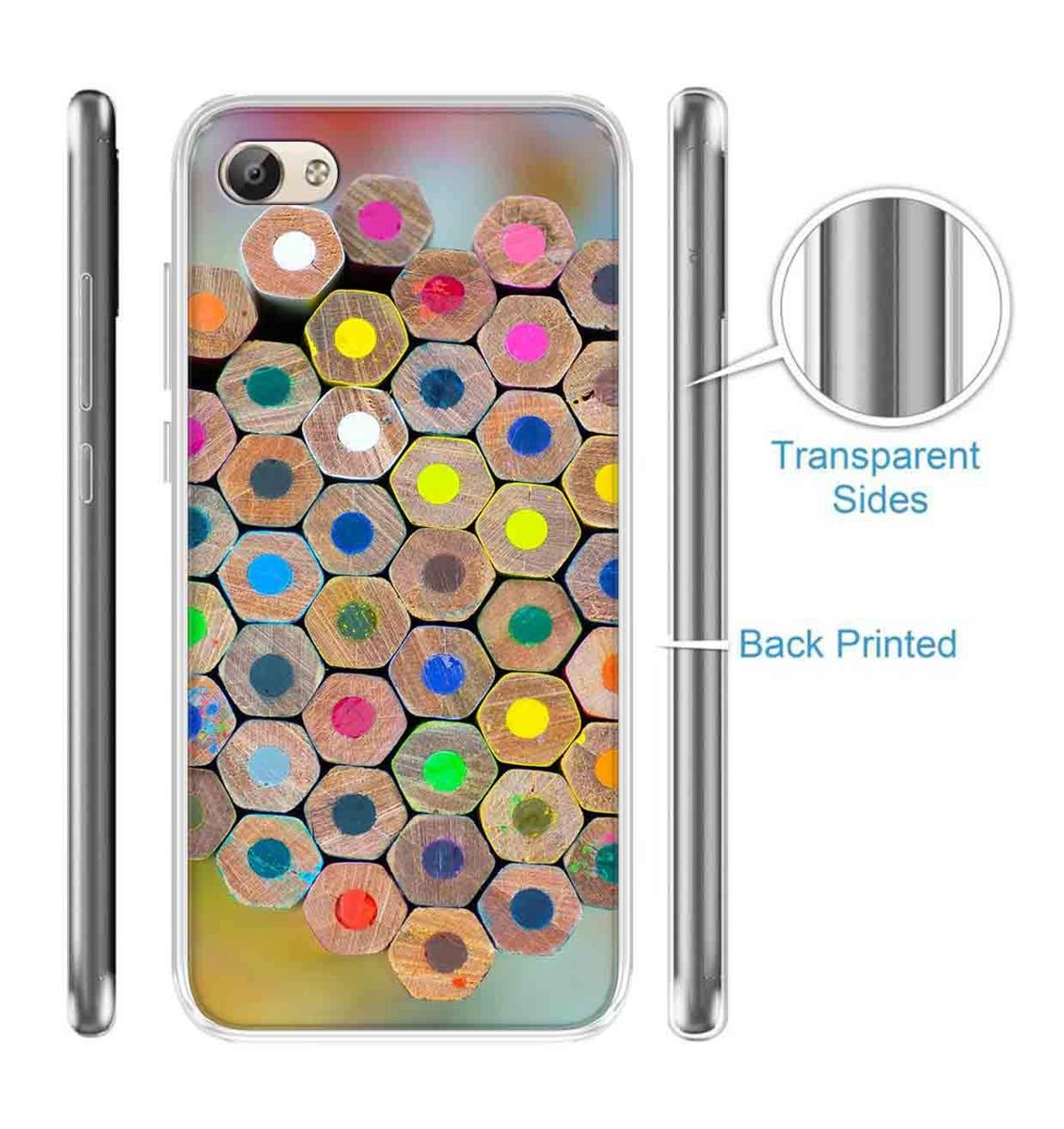 Amazon Brand - Solimo Designer Multicolor Color Pencil Pattern Printed Soft Back Case Mobile Cover for Vivo Y69