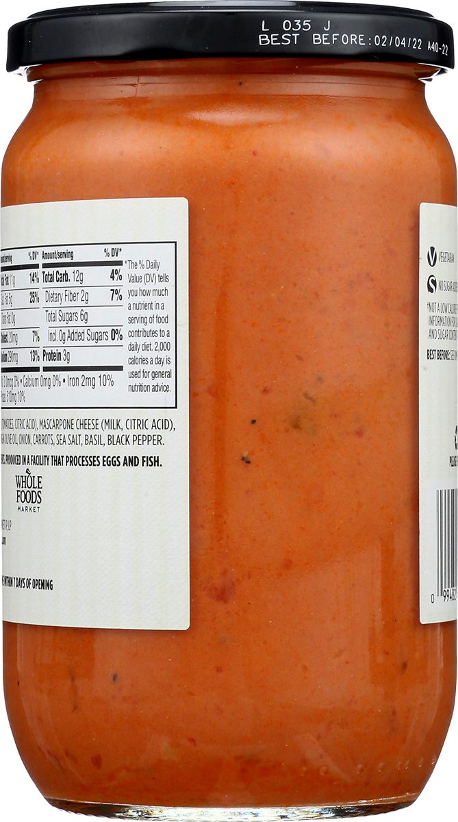Whole Foods Market Tomato & Mascarpone Pasta Sauce, 24.3 oz