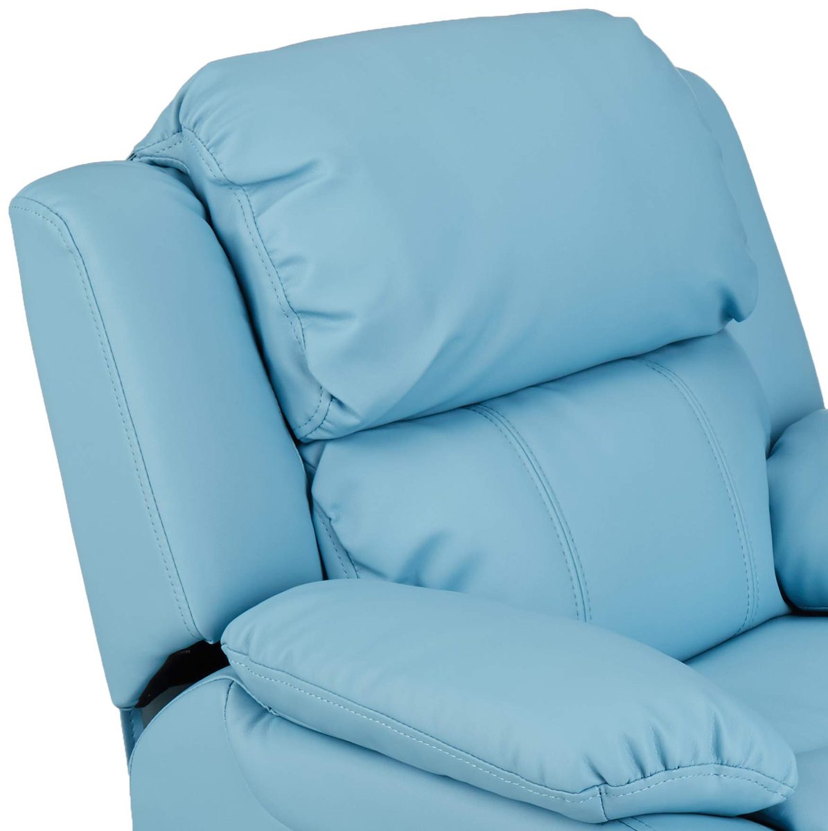 AmazonBasics LeatherSoft Kids/Youth Recliner with Armrest Storage, 5+ Age Group, Light Blue