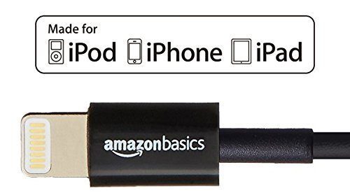 AmazonBasics Apple Certified Lightning to USB Cable - 6 Feet (1.8 Meters) - Black, 2-Pack