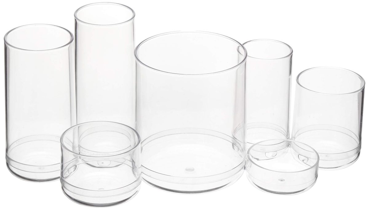 AmazonBasics Round Acrylic Cosmetic Makeup Organizer Storage for Brushes, Large