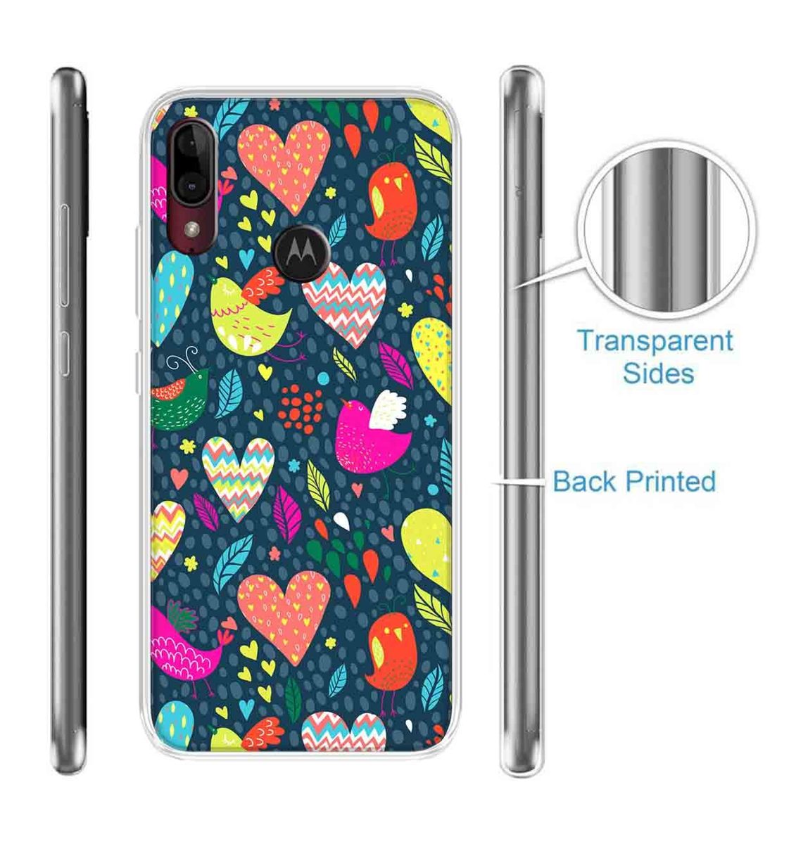 Amazon Brand - Solimo Designer Multicolor Love Bird Design Printed Soft Back Case Mobile Cover for Motorola Moto E6s / Motorola Moto E6 Plus