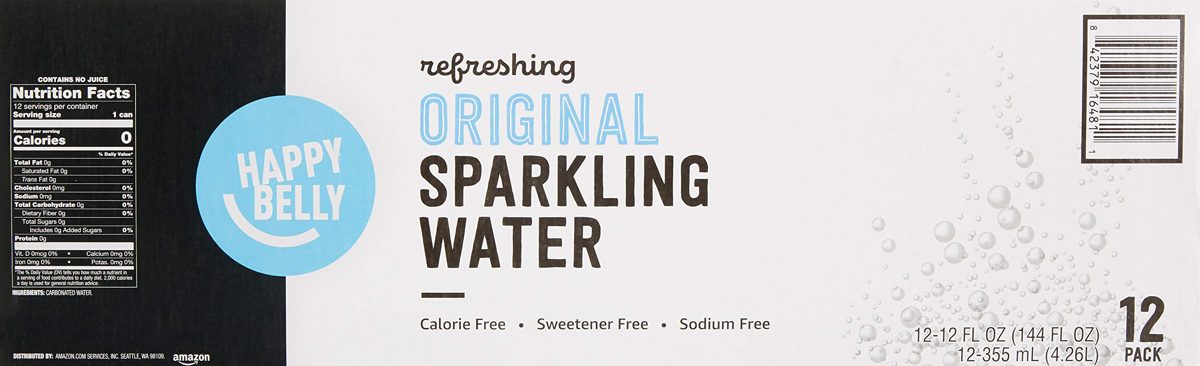 Amazon Brand - Happy Belly Original Sparkling Water, 12ct