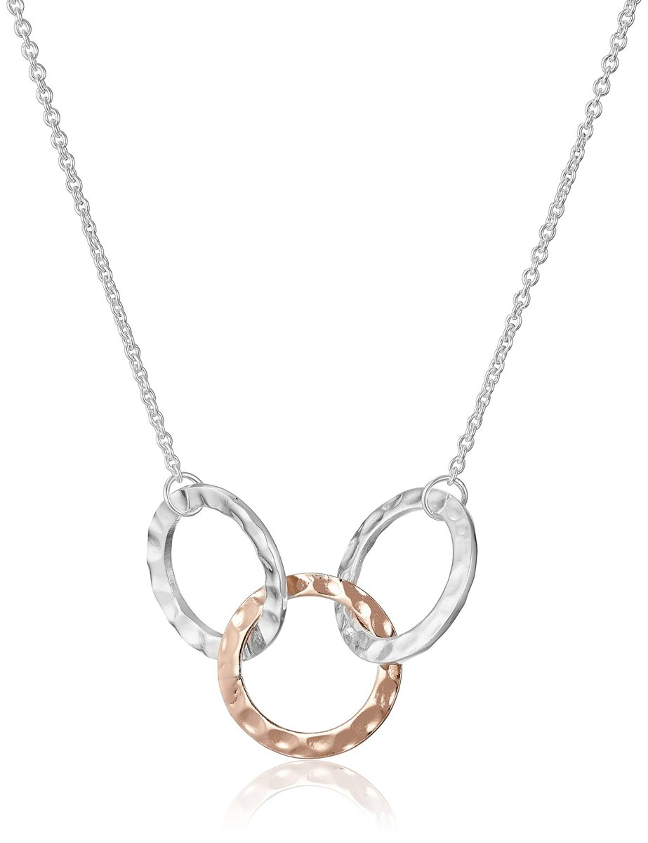 [Find] Amazon Collection Sterling Silver And pinkugo-rudomekki 3 ringupendantonekkuresu, 17.75"