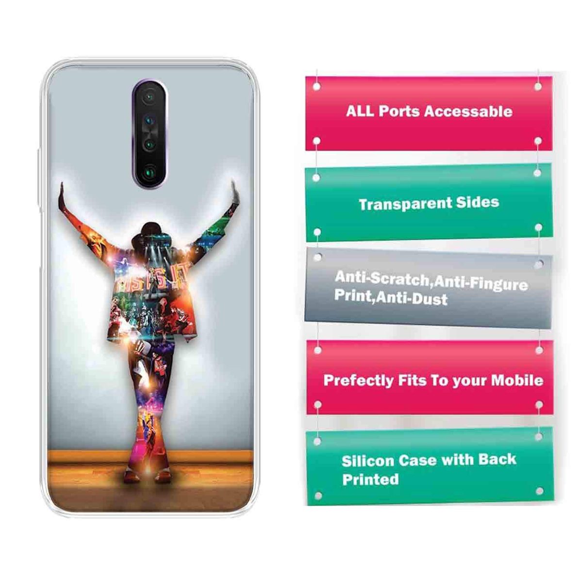 Amazon Brand - Solimo Designer Multicolor Michael Jackson Dance Printed Soft Back Case Mobile Cover for Poco X2 / Xiaomi Redmi K30