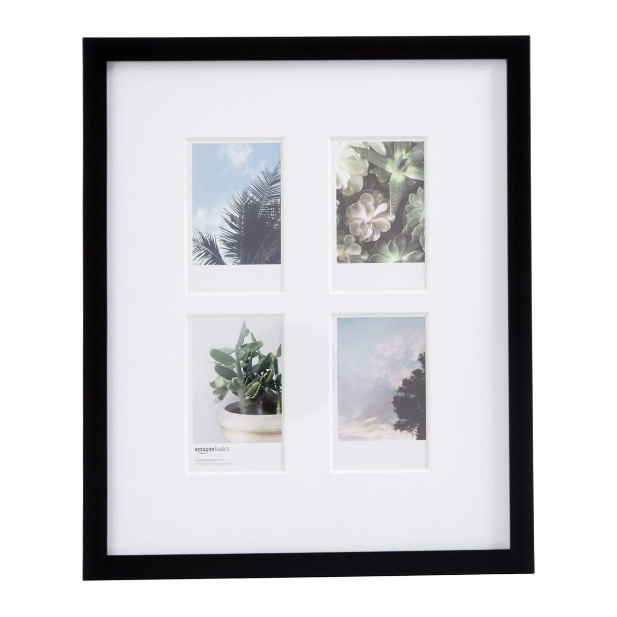AmazonBasics Photo Frame for use with Instax - 4-Opening - 3.25"x2", Black