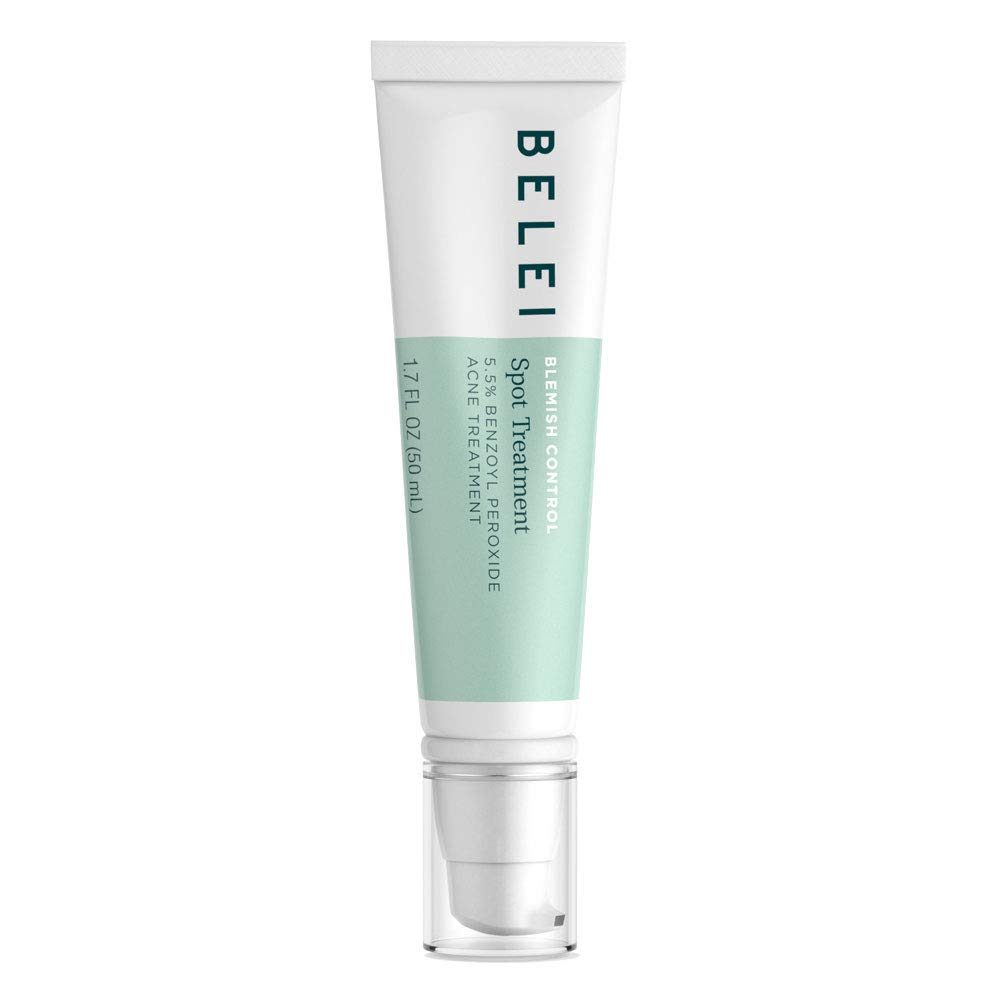 Belei Blemish Control Spot Treatment, 5.5% Benzoyl Peroxide Acne Treatment, Dermatologist Tested, 1.7 Ounces (50 mL) & Hydrating Facial Cleansing Wipes, Fragrance Free, Alcohol Free, 25 Count