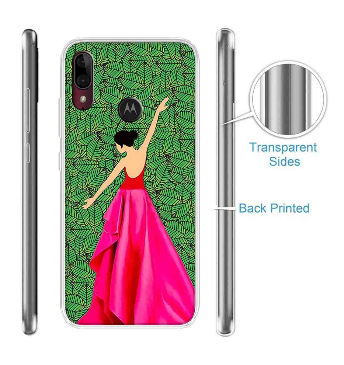 Amazon Brand - Solimo Designer Multicolor Girl Leaf Design Printed Soft Back Case Mobile Cover for Motorola Moto E6s / Motorola Moto E6 Plus