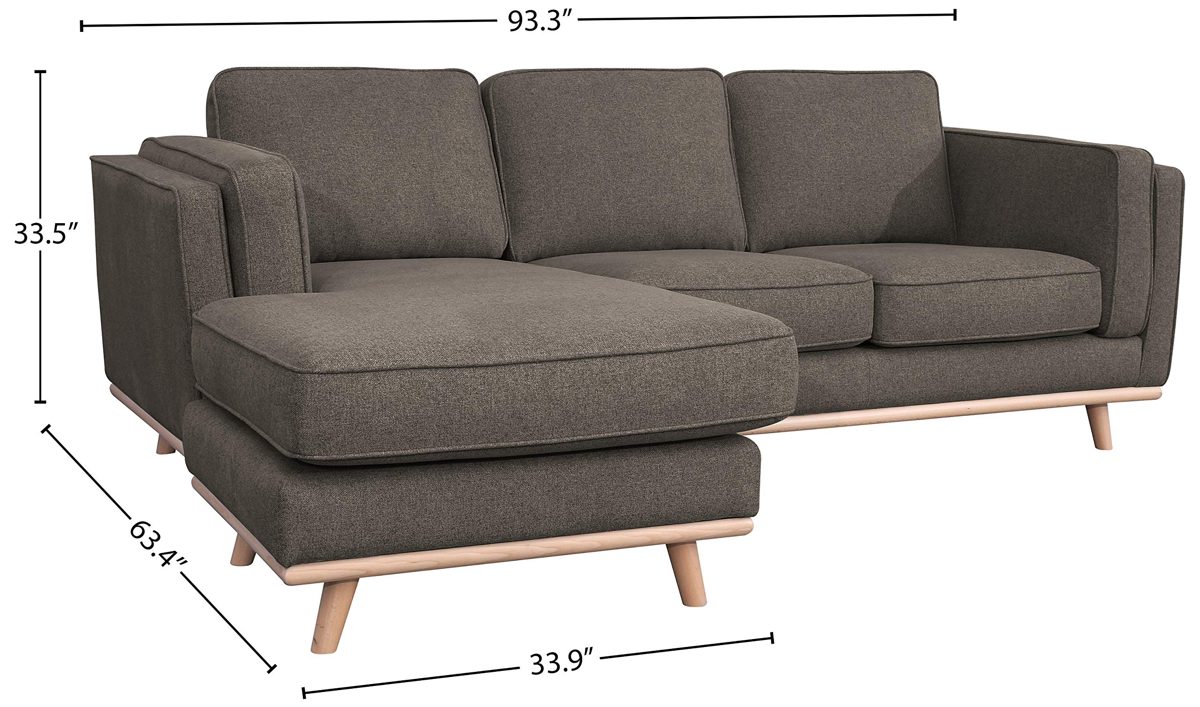 Amazon Brand – Rivet Rockwood Modern Reversible Chaise, Fabric, 93.3"W, Dark Gray