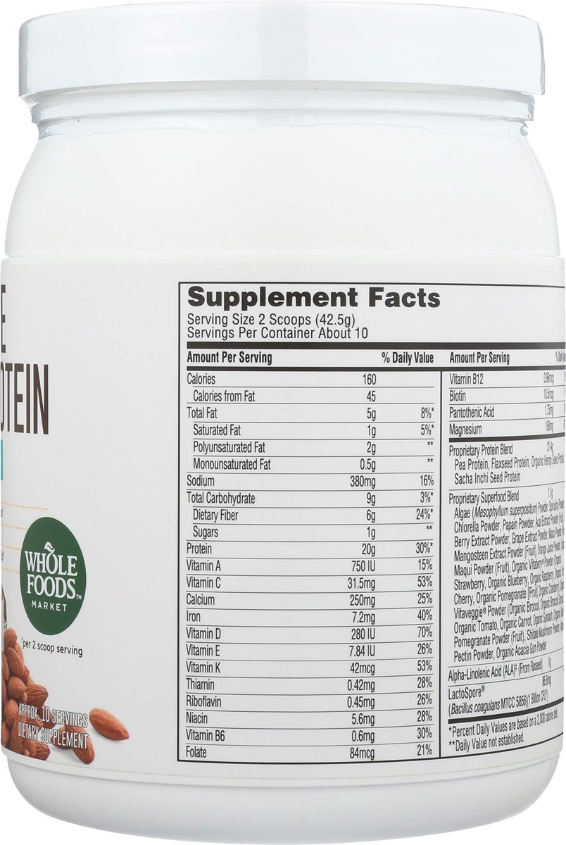 Whole Foods Market, Plant Protein All In One Coconut Almond, 15 Ounce