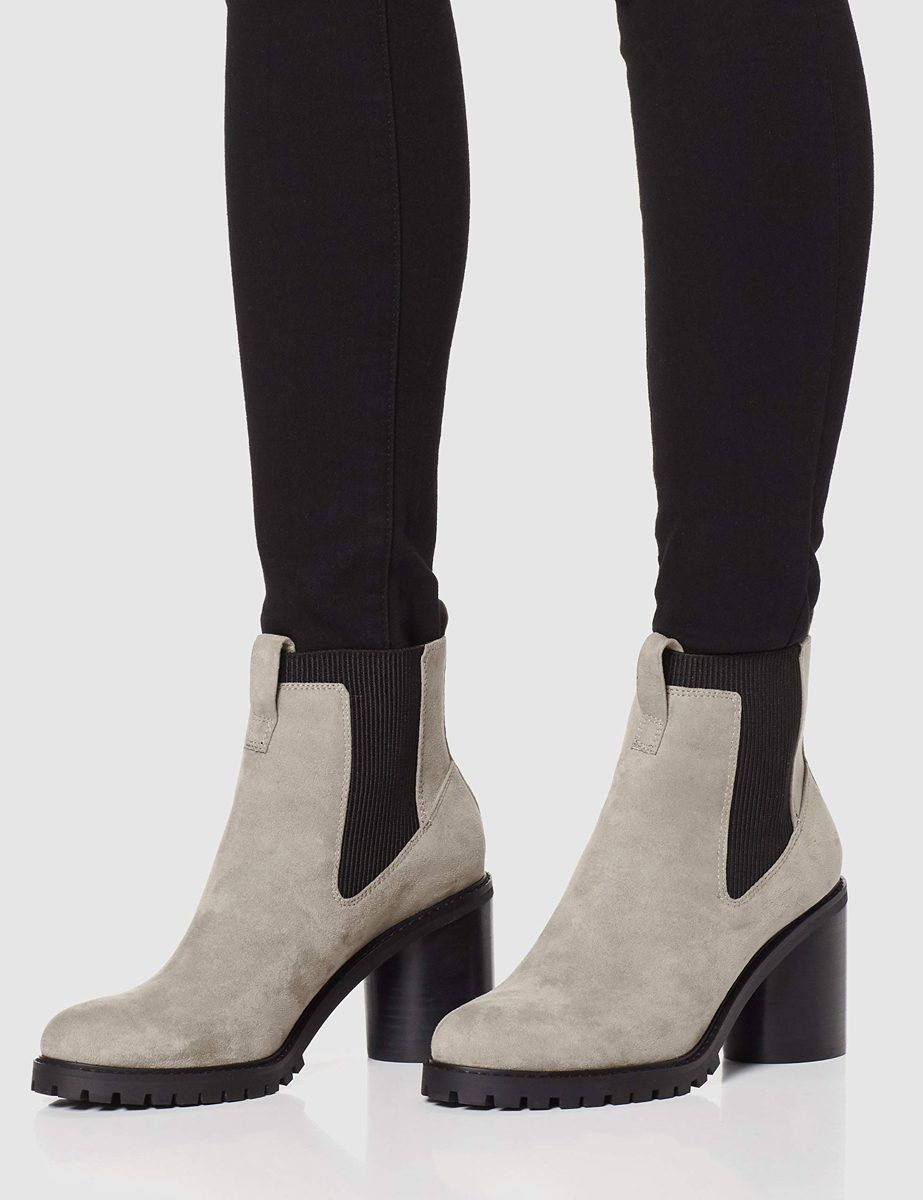 Amazon Brand - find. Chunky Sole Chelsea Boots, Grau Grey), US 7