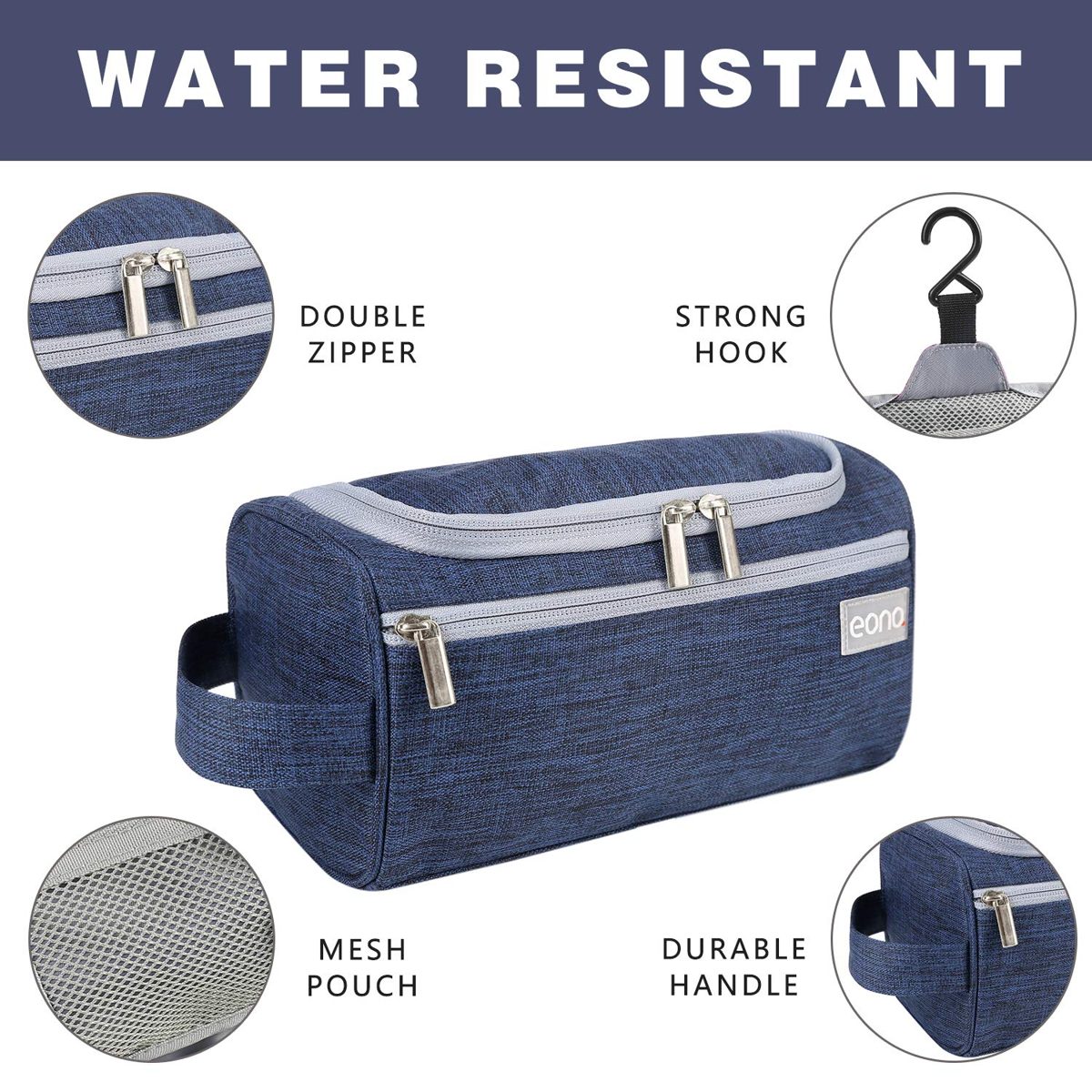 Eono Essentials Hanging Toiletry Bag Wash Bag Shaving Bag Toiletry Bag for Men and Women Blue