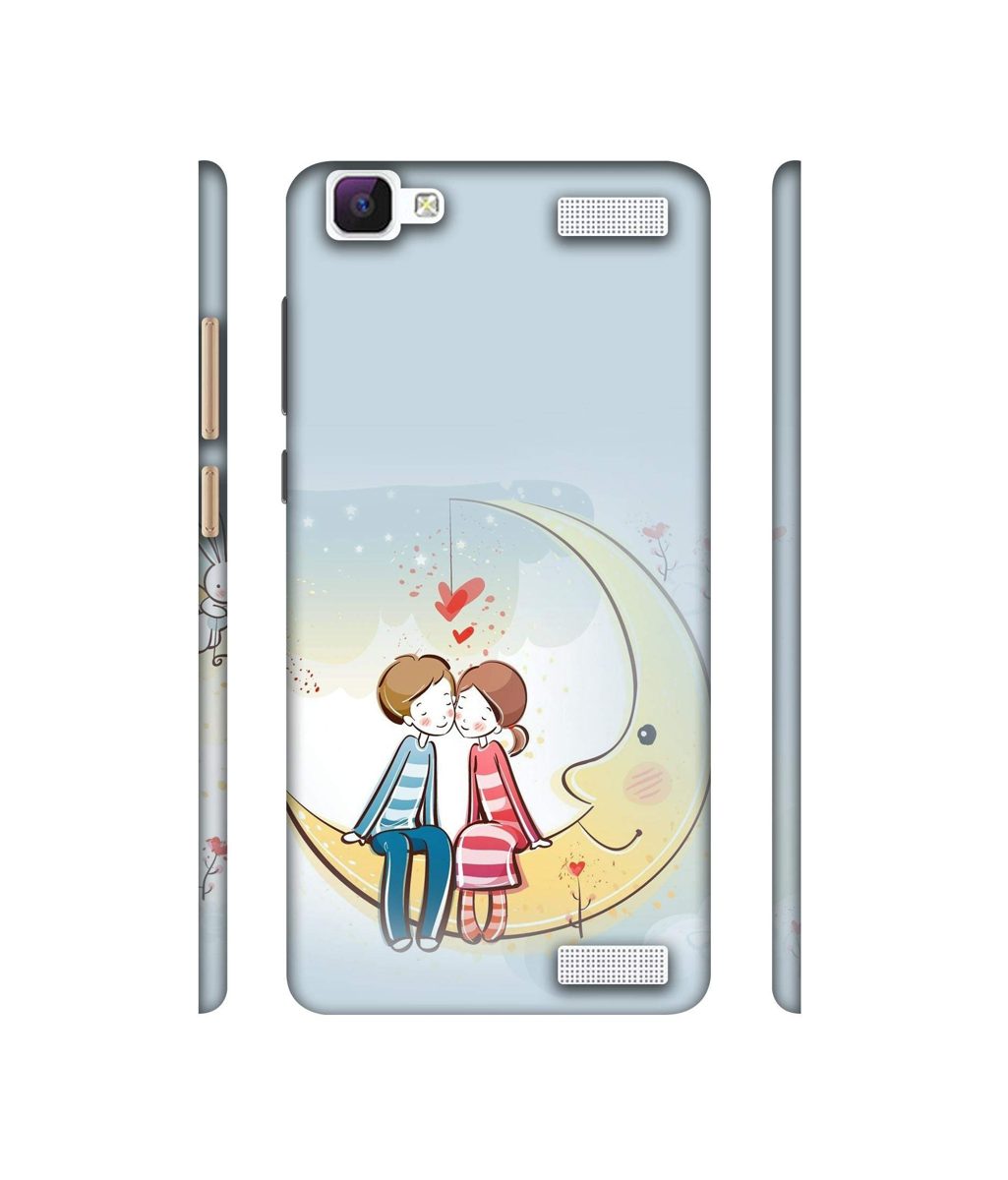 Amazon Brand - Solimo Designer Couple Sitting On Moon 3D Printed Hard Back Case Mobile Cover for Vivo V1 Max
