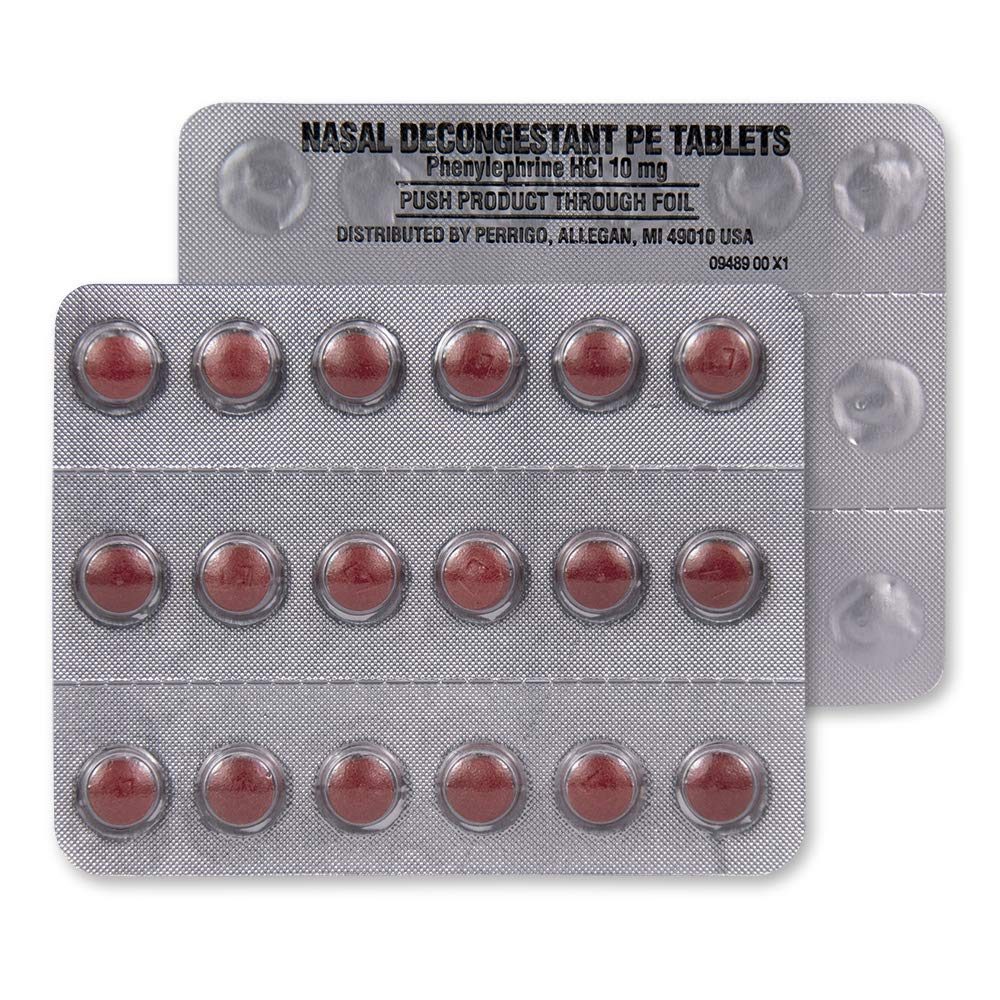 Amazon Basic Care Maximum Strength Nasal Decongestant PE, Phenylephrine HCl, 10 mg tablets. Nasal and Sinus Congestion, Sinus Pressure, 36 Count