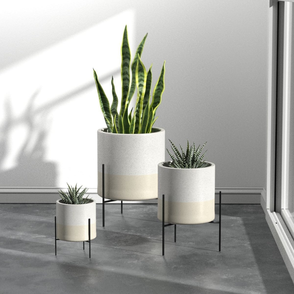 Amazon Brand – Rivet Mid-Century Ceramic Planter with Stand, 18.9"H, White