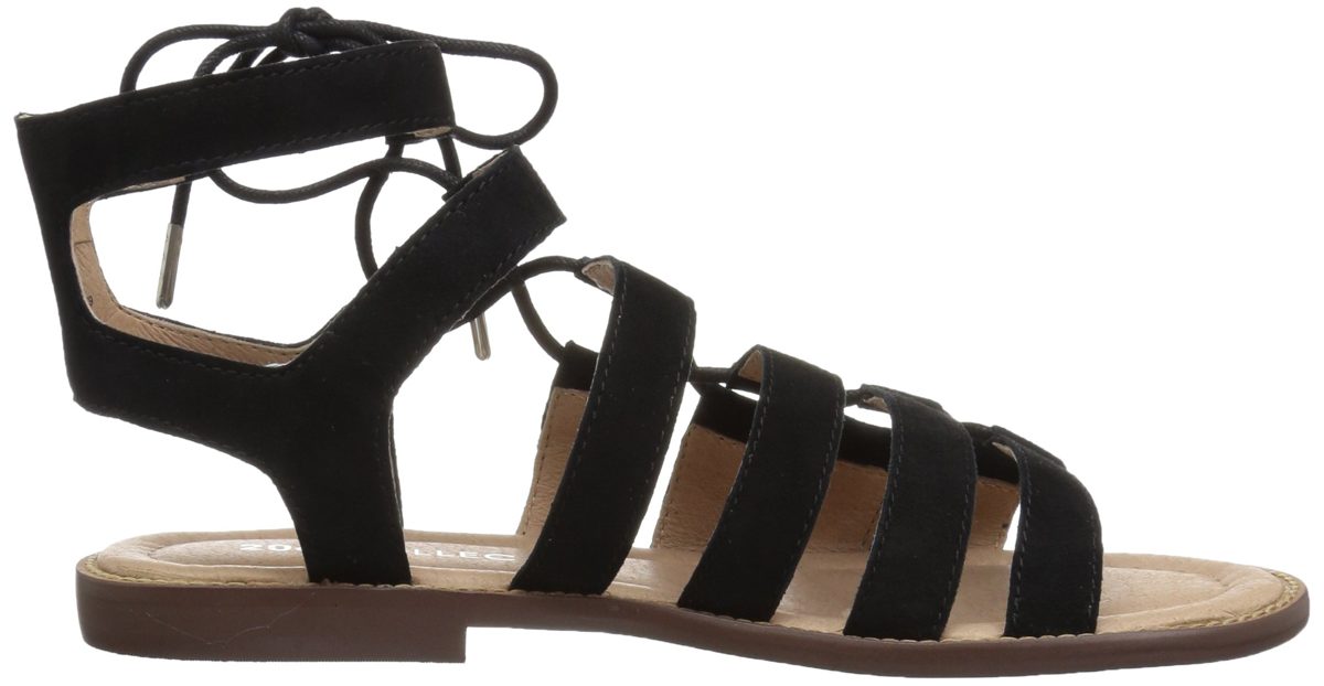 Amazon Brand - 206 Collective Women's Myrtle Gladiator Fashion Sandal Flat, black suede, 8.5 B US