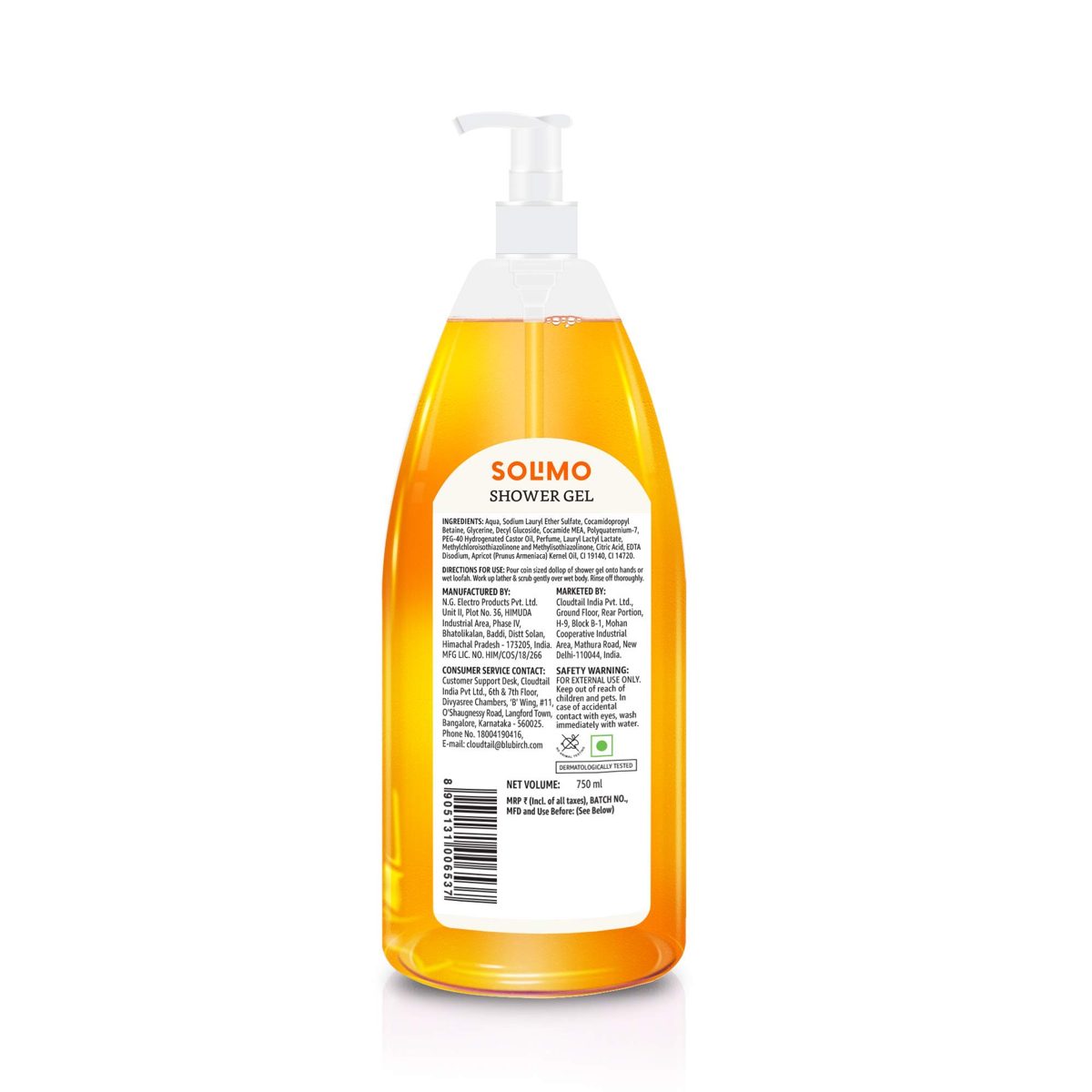Amazon Brand - Solimo Shower Gel, Sweet Apricot - 750 ml