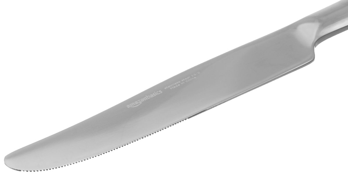 AmazonBasics Stainless Steel Dinner Knives with Square Edge, Pack of 12