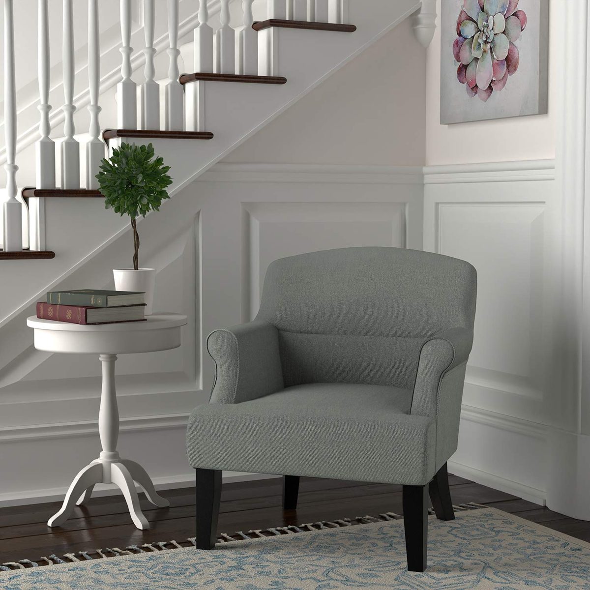 Amazon Brand – Ravenna Home Penridge Rolled Armed Seamed Back Accent Chair, 29.92"W, Mint Green