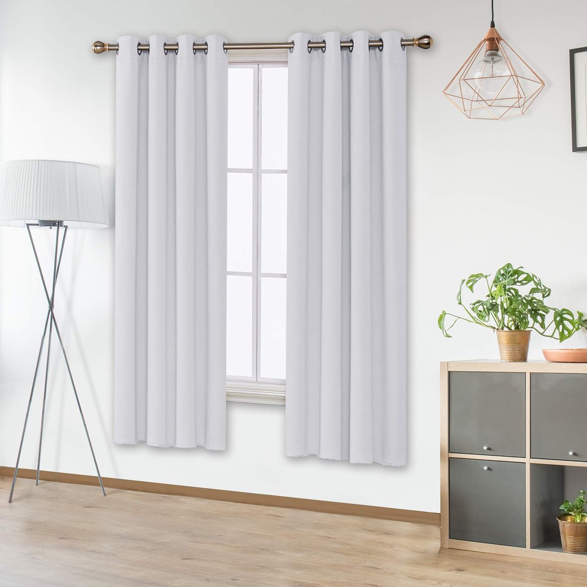 UMI by Amazon Eyelet Blackout Curtains Thermal Insulated Decorative Curtains 55 x 94 Inch Greyish White 2 Panels