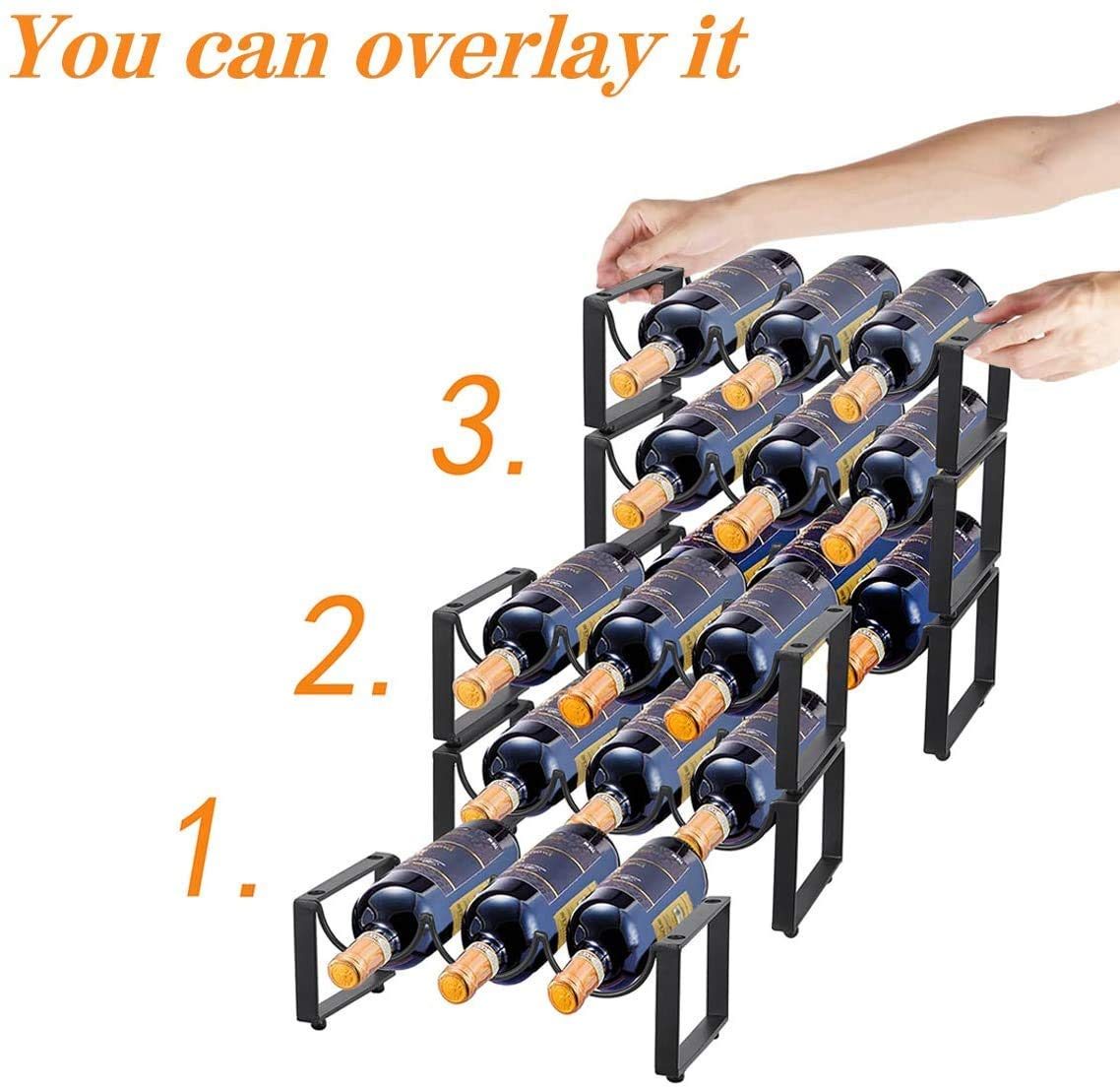 UMI. by Amazon Metal Wine Rack Free Standing, 2 Tier 6 Bottles Wine Storage Holder Racks for Home Bar