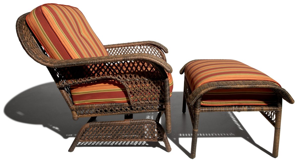 Strathwood All-Weather Cashmere Wicker Motion Chair with Ottoman