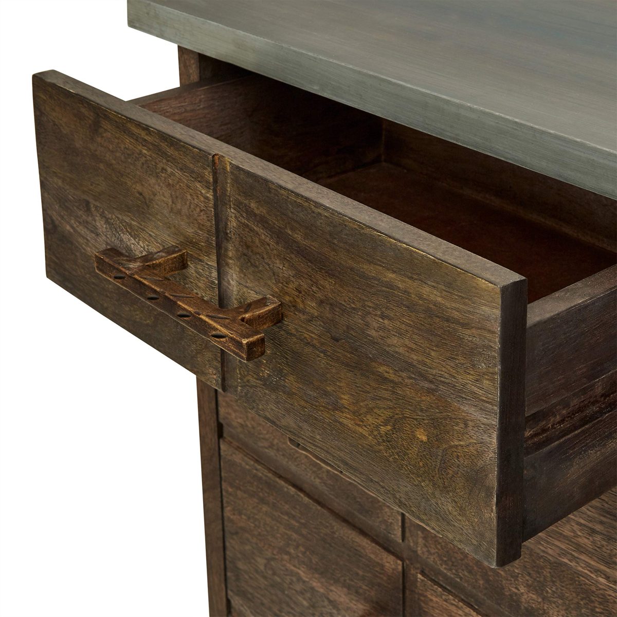 Amazon Brand – Stone & Beam Rustic Buffet 36"H, Carbon-Finished Wood with Distressed Gold Handles