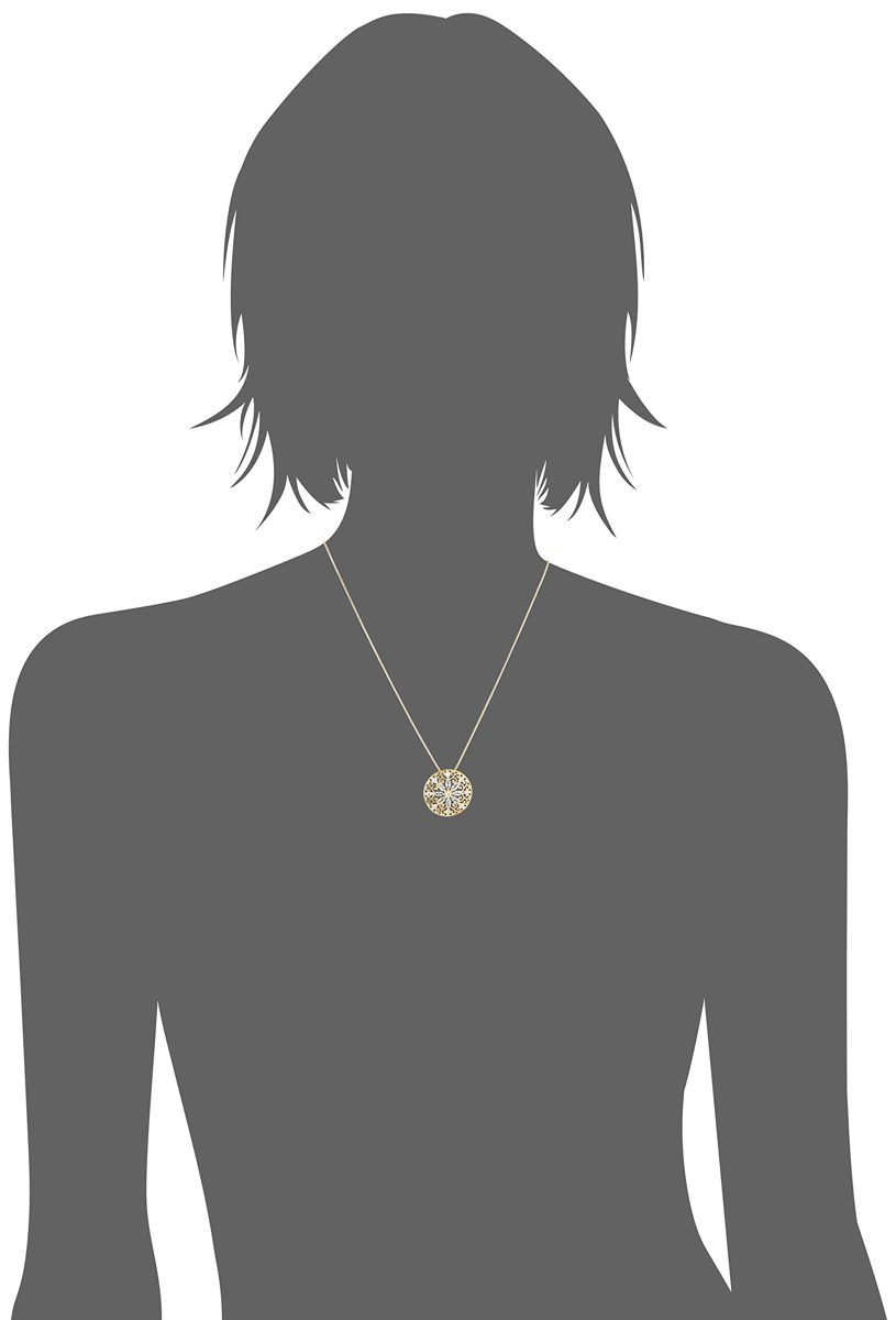 18k Yellow Gold Plated Sterling Silver Genuine Sky Blue Topaz and Diamond Accent Filigree Mandala Pendant Necklace, 18"