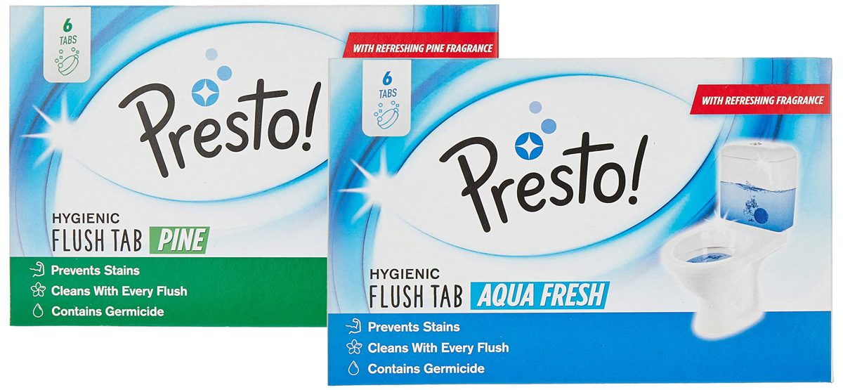 Amazon Brand - Presto! Hygienic Flush Tabs, Aqua Fresh - 50 g (Pack of 6)
