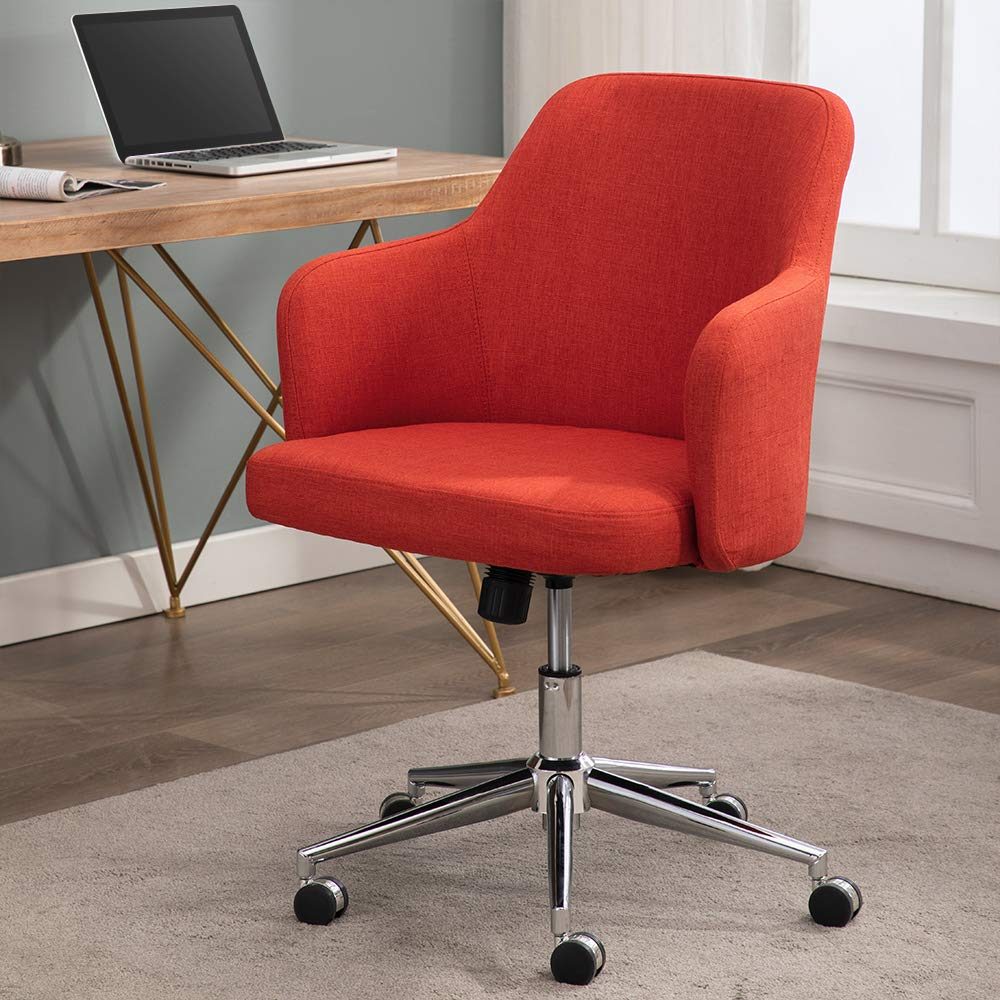 AmazonBasics Classic, Adjustable, Swivel Office Desk Chair with Casters and Twill Fabric, Brick Red