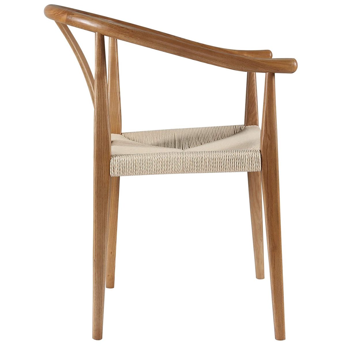 Amazon Brand – Stone & Beam Wishbone and Rattan Dining Chair with Arms, 21.9"W, Brown