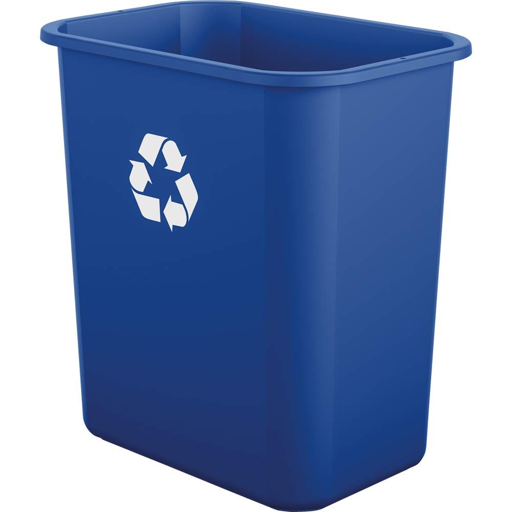 AmazonBasics 7 Gallon Plastic Commercial Trash Waste Basket, Beige, 4-Pack