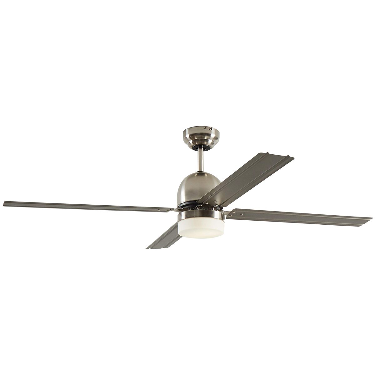 Amazon Brand – Rivet Modern Straight Blade Remote Control Flush Mount Ceiling Fan with Integrated LED Light - 53 x 53 x 16 Inches, Brushed Nickel
