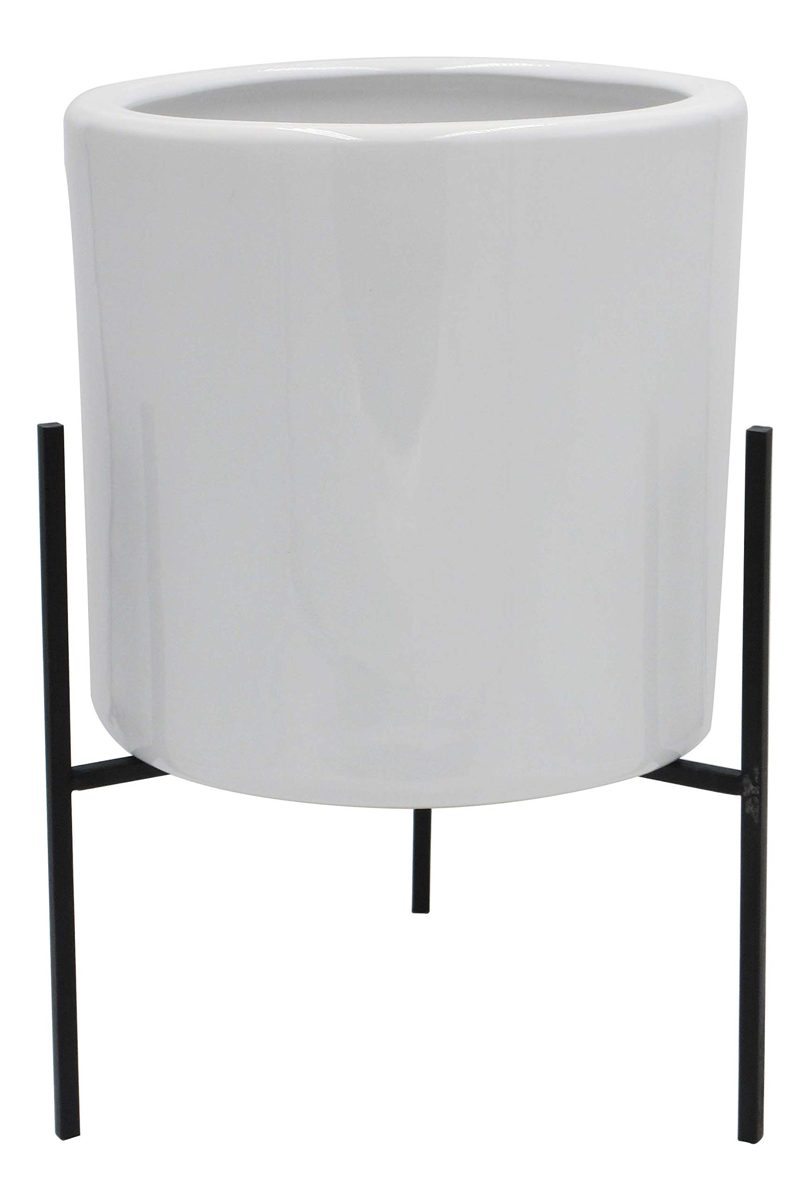 Amazon Brand – Rivet Mid-Century Ceramic Planter with Stand, 17"H, White