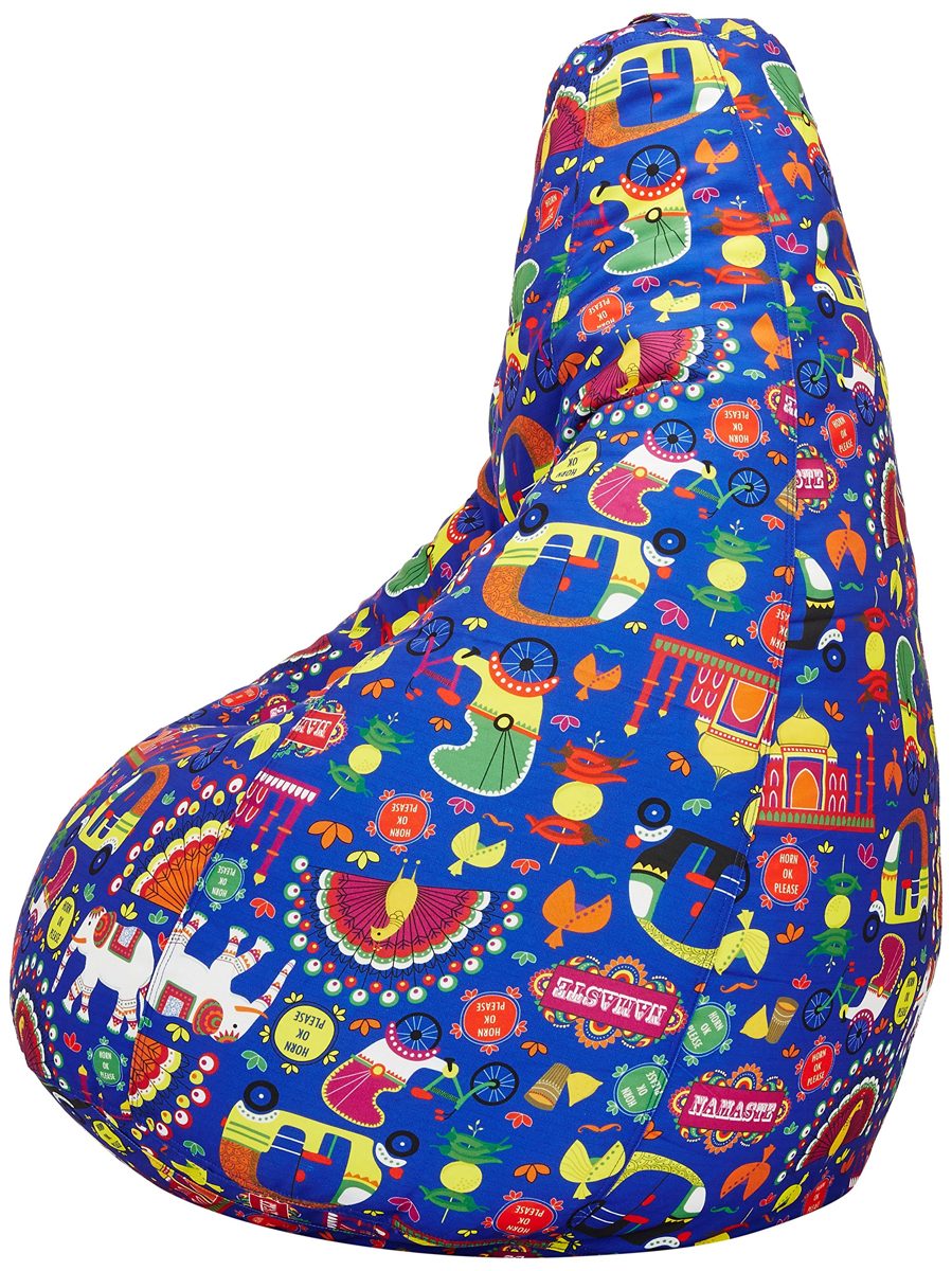 Amazon Brand - Solimo Summer Blues XXL Printed Bean Bag Cover Without Beans