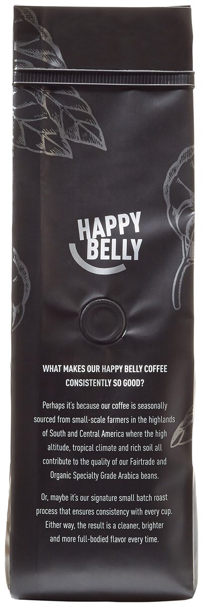 Amazon Brand - Happy Belly Italian Roast Decaf Organic Fairtrade Coffee, Dark Roast, Whole Bean, 12 ounce
