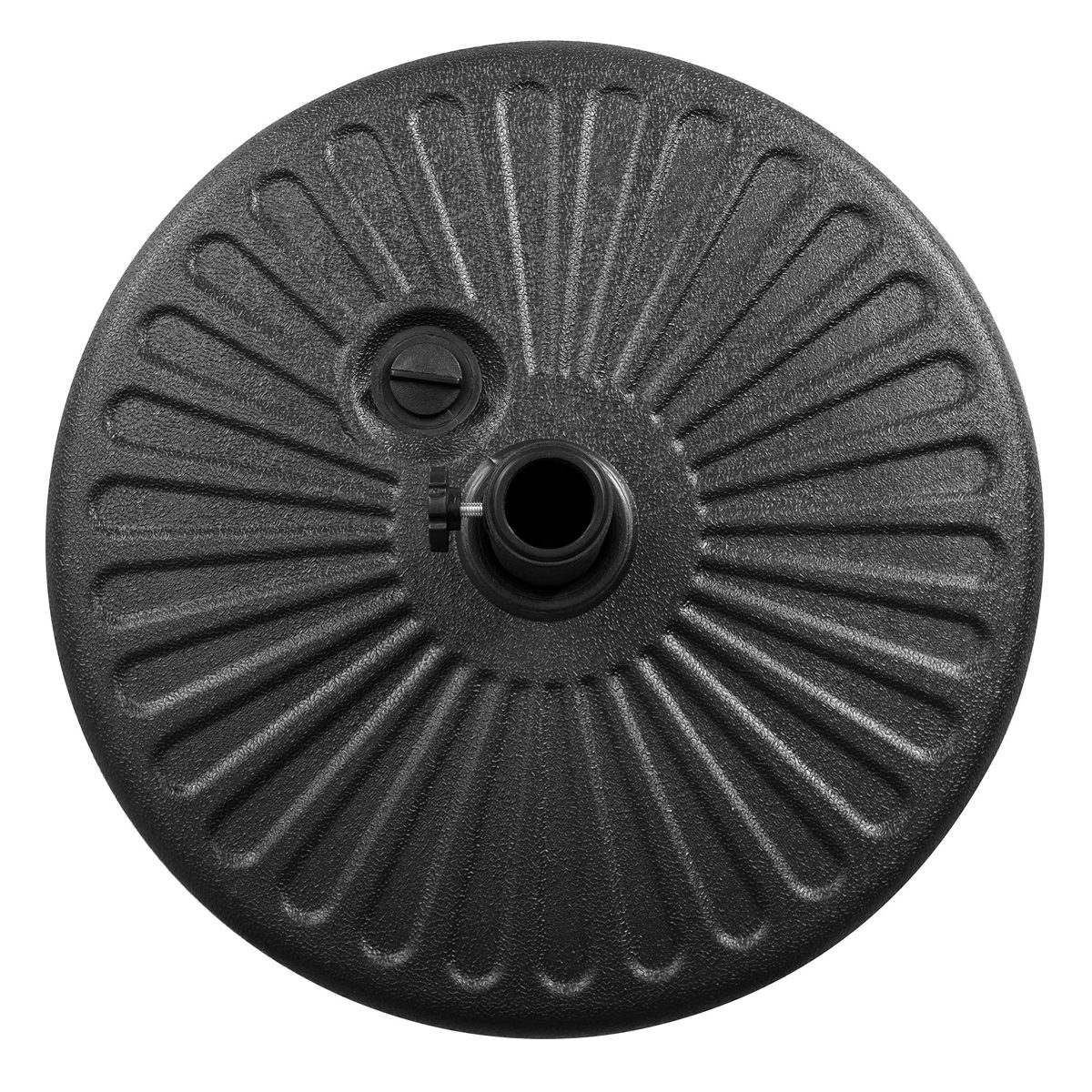 AmazonBasics 20inch Dia Black HDPE Plastic Patio Umbrella Base Stand for 9-Foot Umbrella - Water or Sand Fill, Rounded Pattern