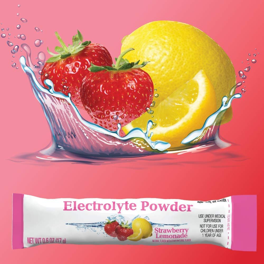 Amazon Basic Care Strawberry Lemonade Electrolyte Powder Packets, 6 Packets